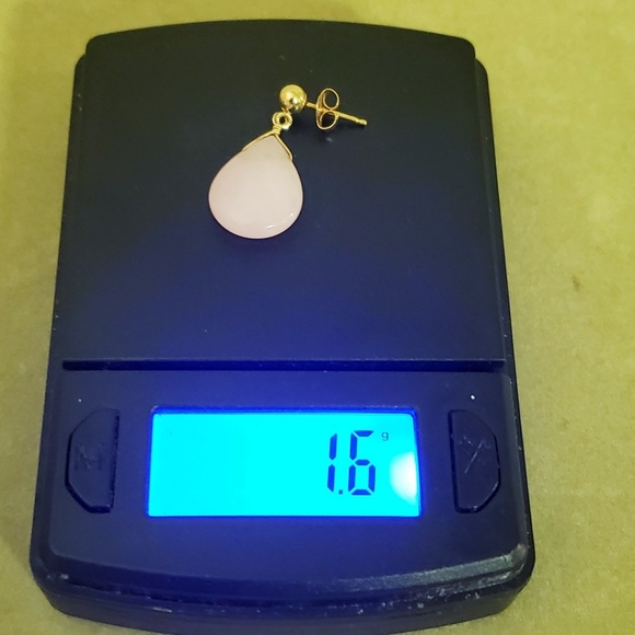 Rose Quartz & 14k Solid Gold Teardrop Style Earrings - Picture 9 of 11